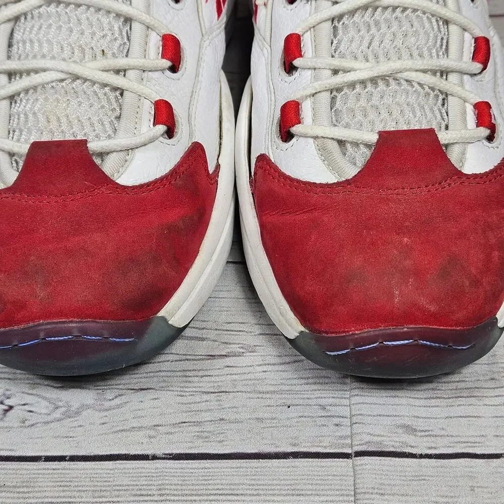 *FOR REPAIR*SOLE PEELING* Reebok Question Mid Men's White Red Leather US 11.5
